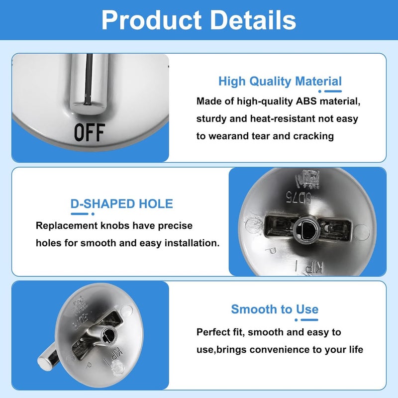 Gesleben Upgrade 7733P410-60 Surface Burner Knobs Compatible with May-tag/Jenn-Air/Kitchen-Aid/Whirlpool Gas Cooktop Stove, Control Knob Replacement Part 74007733, AP5668987, PS2375871, AP6011505-6 Pack - Image 4